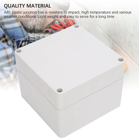 Close-up of Rugged Weatherproof IP65 Electrical Enclosure Project Box, 120X120X90MM ABS Plastic Junction Box with Mounting Holes