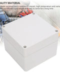 Tough As Nails Rust Proof And Erosion Resistant Waterproof Electrical Enclosure Box 120x120x90mm made of durable plastic.