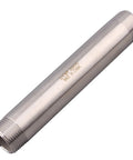 Three Quarter Inch NPT Male Stainless Steel Pipe Nipple, 304 Grade, Six Inch Length, corrosion resistant plumbing fitting.
