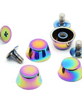 Kickass Gradient Purse Feet Hardware 4 Sets 1/2 Inch Metal Screw Back Rivet Studs for DIY, featuring colorful alloy rivets and screws.