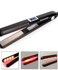 Infrared Ultrasonic Hair Straightener With Ceramic Flat Iron Technology For Frizzy Damaged Hair Heatless Therapy Dual Voltage LCD Display