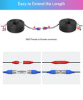 BNC to RCA video power cable connectors with black wiring for easy extension, part of 4 Pack 150 Ft Bnc To Rca Video Power Cable Pre Made All In One Heavy Duty Wiring Bundle For Cctv Dvr Security Cameras Diy Project Hella Quick Plug And Play Install.