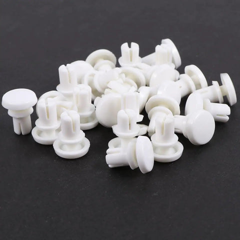 100 Piece Tough As Nails R Type Plastic Rivet Nut Kit With Nylon Buckle Clips For Car Panels And Pcb Boards, white nylon fasteners.