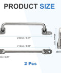 Product size diagram for Two Pack 304 Stainless Steel Folding Pull Handles, 90 Degree Toolbox Grab Handles, Bright Polished Cabinet Hardware for Equipment, Distribution Boxes, Flight Cases, Hole Spacing 218mm, Rugged and Smooth, 238x38x46mm