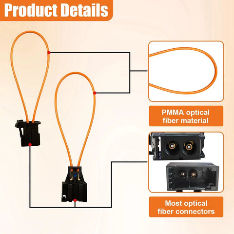 Fiber Optic Bypass Loop Adapter Set With Female And Male Connectors Your Go-To Diagnostic Tool For Cars SUVs Trucks And Optical System Testing In Black, PMMA fiber