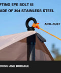 Tough As Nails M8 Lifting Eye Bolts Black Oxide 304 Stainless Steel Shoulder Thread Eye Bolts Pack Of 4 securing a tent rope