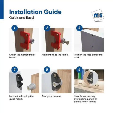 Installation guide for Compact Push On Button Fix For Ninety Degree Panel Connections with steps for precise setup.