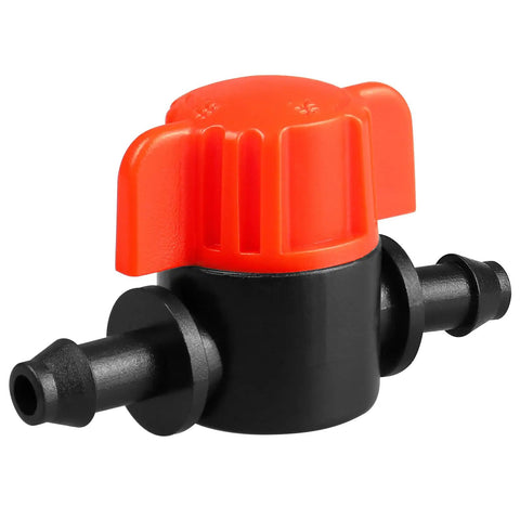 25 Pack One Quarter Inch Drip Irrigation Shut Off Valve Inline Cut Off Valve Fits One Quarter Inch Drip Tubing For Garden Lawn Watering Easy Flow Control Durable Inline Valve For Irrigation Systems, black and red