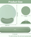 3 In 1 Gel Memory Foam Keyboard Wrist Rest And Mouse Pad Set For Gaming And Office, Sage Green, with dimensions labeled.