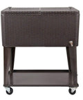 80 Quart Rolling Cooler Ice Chest Cart For Outdoor Parties And Backyard Barbecues Dark Brown Wicker Faux Rattan Tub Trolley With Wheels