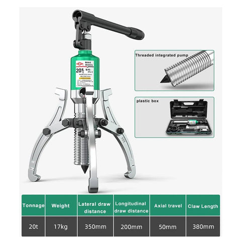 Heavy Duty Hydraulic Gear Puller Kit And Wheel Bearing Separator Tool For Mechanical Repair Made From Strong Forged Steel With Up To 5 Ton Capacity So You Can Fix It Easy As Pie No Sweat For Your Home Workshop Projects And Garage Needs Right Now. 20t forged steel hydraulic gear puller kit with 3-jaw design and case