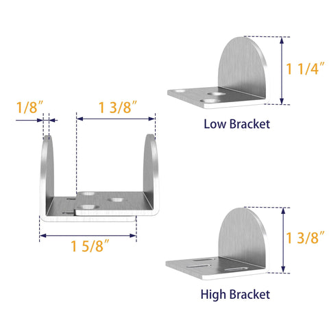 Sliding Barn Door Floor Guide Bottom Mounted U Shape Stainless Steel For Door Thickness 1 7 16 Inches To 1 13 16 Inches 2 Pack Half Round Floor Guide dimensions diagram
