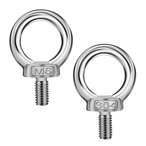 20 Pack Stainless Steel M6 Eye Bolts With Nuts And Washers For Lifting And Suspension Shoulder Ring Eyebolts with male threads.
