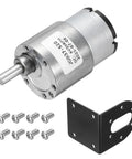 Beefy 6V 35RPM High Torque DC Gear Motor with D Shaped Output Shaft, Model JGB37-520, including mounting bracket and screws
