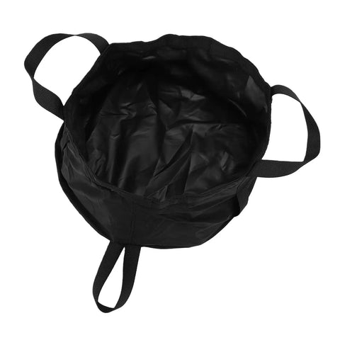Black Collapsible Water Bucket For Camping And Travel Foldable Wash Basin with handles and nylon material, 8.5L capacity