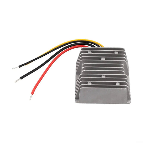 Heavy DC To DC Step Up Converter Boosts 12V Or 24V Straight To 48V Output At 5A IP68 Waterproof with connecting wires.