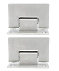 Heavy Duty Stainless Steel Door Hinges Set Of 2 Rock Solid 90 Degree Corner Brackets For Closet Cabinet And Bathroom, shown from the front.
