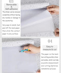 White Glossy Marble Contact Paper For Countertops And Cabinets Peel And Stick Self Adhesive Wallpaper Waterproof Removable Heavy Duty And Easy To Clean 23.6 Inch By 393 Inch Roll 64.5 Sq Ft Gridded Back For Quick Cut being installed and measured