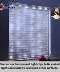 White Short Curtain Lights For Small Window 3.3x5Ft Fairy Lights With Timer And 8 Clips Battery Powered 96 LED String Lights