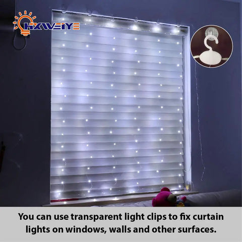 White Short Curtain Lights For Small Window 3.3x5Ft Fairy Lights With Timer And 8 Clips Battery Powered 96 LED String Lights