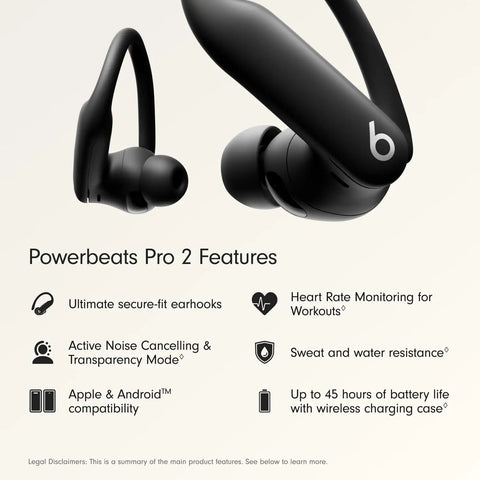 Powerbeats Pro 2 Wireless Noise Canceling Workout Earbuds With Secure Fit Earhooks For Your Gym Grind And Up To 45 Hour Battery