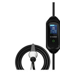 Plug N Play Portable EV Charger J1772 To Type2 7Kw 32A Fast Charging Cable with display and coiled charging cord.