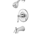 Courant Tub And Shower Trim Kit With Valve And Cartridge Included, White Ceramic Lever Handle In Polished Chrome Finish