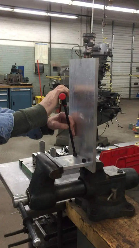 Person using Power T Handle Ball End Hex Key Set Nine Piece Allen Wrench Kit For Inch Sized Screws Made In The USA