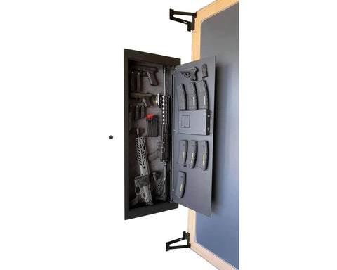 Hella Easy Invisible Picture Frame Hinges For Wall Safes And In Wall Stash Spots Patented Undetectable Pivot Mount supports hidden firearm storage.