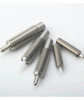 Stainless Steel Long Stroke Plunger With Retractable Spring And Smooth Plastic Head Built Tough For Heavy Duty Trades No Hassle Setup Pro Performance That Seriously Endures, set of five sizes displayed.
