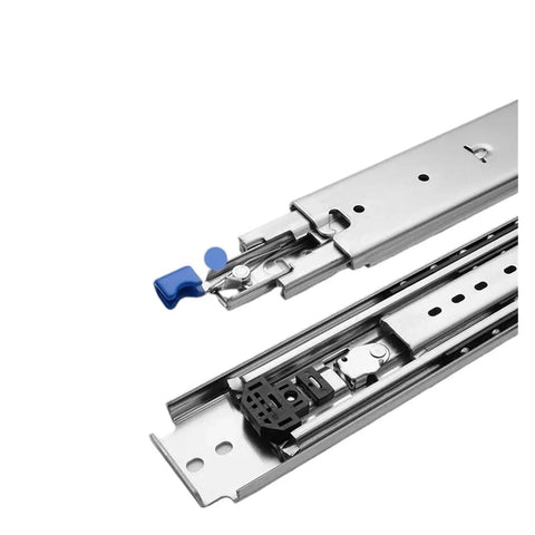 Heavy Duty Drawer Slides With Lock, 120kg Load Capacity, close-up showing triple fold extension and locking mechanism.