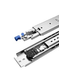Heavy Duty Drawer Slides With Lock, 120Kg Capacity, three fold full extension with blue safety lock mechanism.
