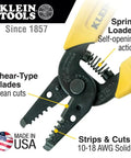 Wire stripper from Pro Grade 28 Piece Hand Tool Kit With Shear-Type Blades, Spring-Loaded Grip, Made in USA, Close-Up View