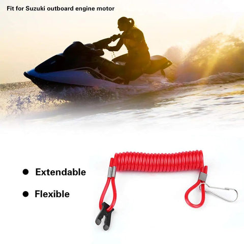 Suzuki Kill Switch Lanyard for Boats and Outboard Motors, Emergency Safety Cord with Quick Clip on white background