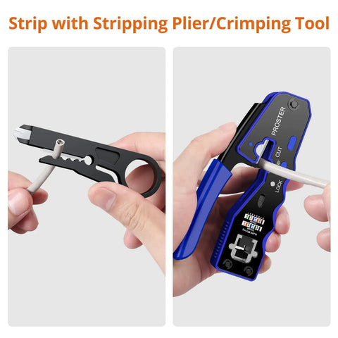 Heavy Duty Pass Thru RJ45 Crimp Tool With Ultra Rock Solid Build Delivers Buttery Smooth Motion For No Sweat Cat5 Cat6 And Cat7 Ethernet Cable Setup