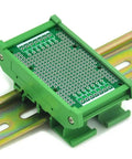 DIN Rail Mounting Carrier Housing With Prototype PCB Board for DIY Electronics Projects fits 35mm rail, external size 50x87x30mm.