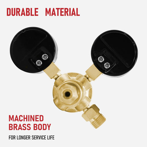 Brass argon welding regulator with twin gauges and CGA580 inlet
