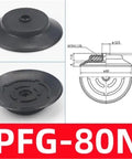 PFG-80N black silicone vacuum suction cup for pneumatic manipulators, featuring a flat design for secure grip.