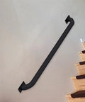 Top Shelf Galvanized Steel Pipe Handrail With Wall Mount Kit, 9 foot black rail for indoor outdoor stairs and decks.