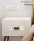 White cabinet with 4 Pack Childproof Cabinet Locks For Fridge And Oven Doors Multi Function Safety Latches Easy Install Perfect For Home And Daycare