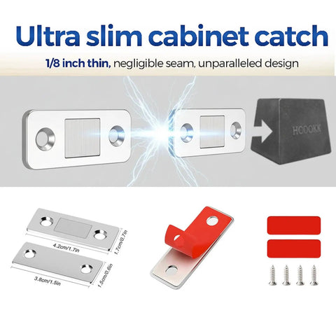 Ultra Thin Stick On Cabinet Magnets Set Of 6 For No Drill Installation Heavy Duty Stainless Steel Magnetic Door Catch