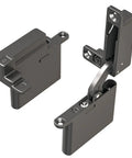 Heavy Duty Glass Door Hinges Featuring Smooth Hydraulic Cushion And Upper Lower Adjustable Hidden Rotary Shaft Setup For Zero Sweat Furniture Jobs That Seriously Hold Tight And Last, showcasing two pieces with metallic finish.