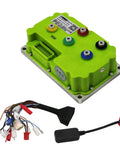 Heavy Duty Programmable Motor Controller For Electric Scooter And Motorcycle Boost Throttle Response With Easy Tune Options And Knockout Torque, green housing with connectors