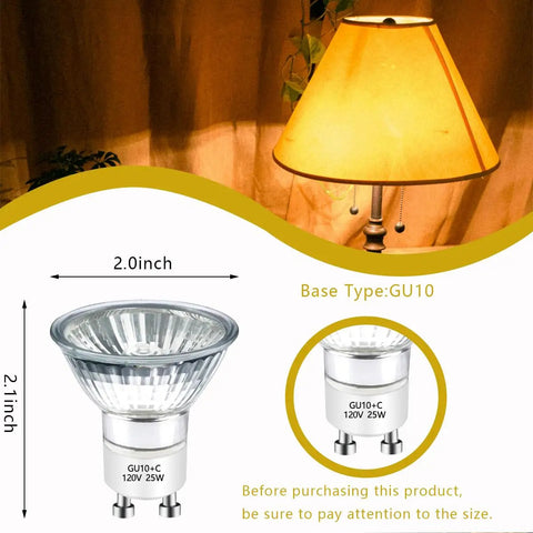 GU10 25 Watt Halogen Bulb 120V Replacement Warming Light For Candle Warmer And Scent Warmer MR16 JDR Dimmable 2700K 2.1x2 inches