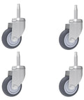 Set Of Four 2 Inch TPR Wheel Castors For Shop Vac Wet Dry Vacs With Stem Diameters 8mm Or 5/16 Inch And Stem Length 38mm Or 1.5 Inch Replacement Caster Set For Vacuum Mobility And Floor Protection, showing four identical casters designed for easy floor maneuverability.