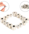 Pro Grade Dowel Centers And Tenon Center Points Set, steel and chrome plated drill alignment pins in various sizes for woodworking