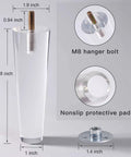 Detailed view of Beefy Solid Acrylic Furniture Legs 8 Inch Set Of 4 Heavy Duty Replacement Legs with bolt and protective pad.