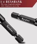 Two black Mgtgbao carbide masonry drill bits with hex shanks and serrated 4-flute design.