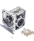 Premium Worm Gear Speed Reducer Compatible With NMRV050 RV050 Gearboxes Offering 5 To 100 Transmission Ratios For Kickin Serious Torque And Smooth Servo Motor Operation Daily with housing and screws.