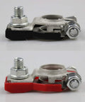 Nissan Battery Terminals Kit with Red Positive and Black Negative Connectors, fits models like Maxima, Rogue, Sentra.